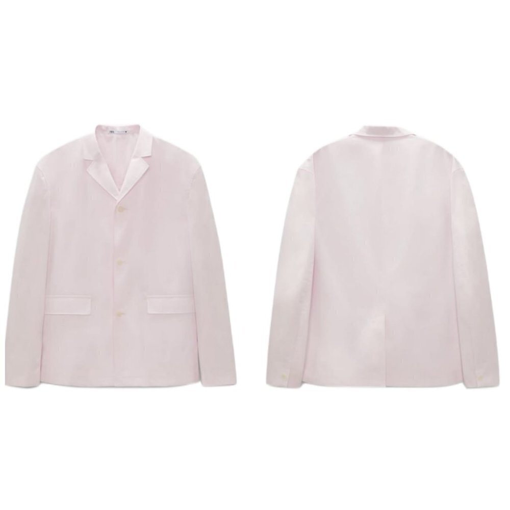 ZARA POPLIN SUIT JACKET SS22 PINK | 4624/076 $145